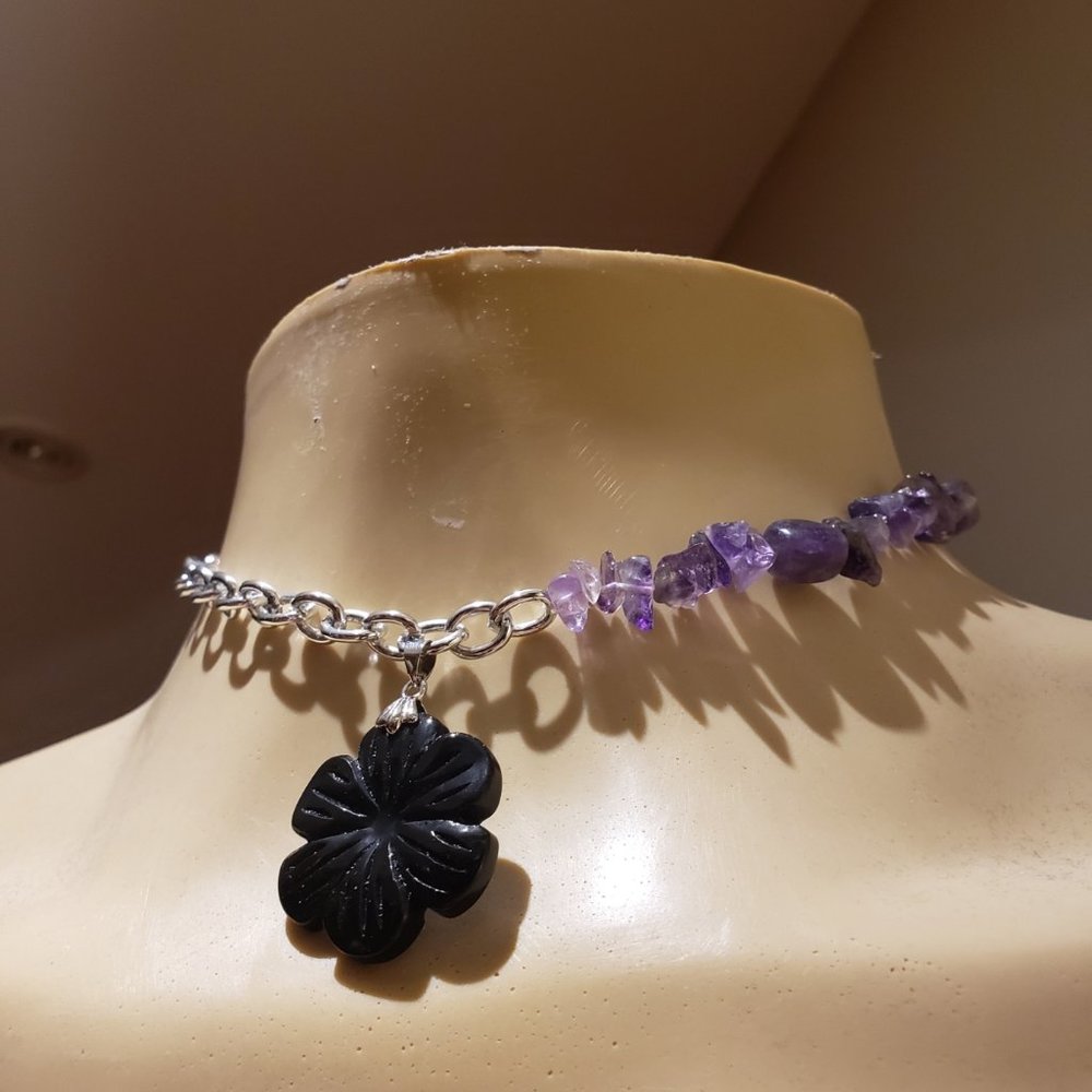 Handmade necklace with amethyst